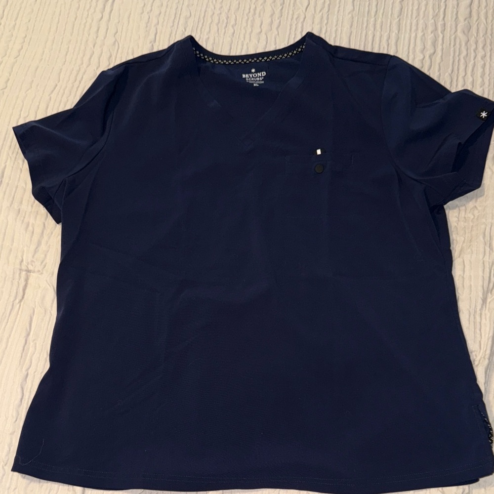 Beyond Scrubs Navy Blue Scrub Top